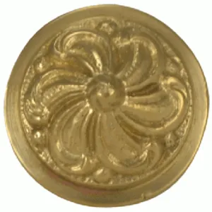1 1/3 Inch Solid Brass Baroque / Rococo Knob (Lacquered Brass Finish)