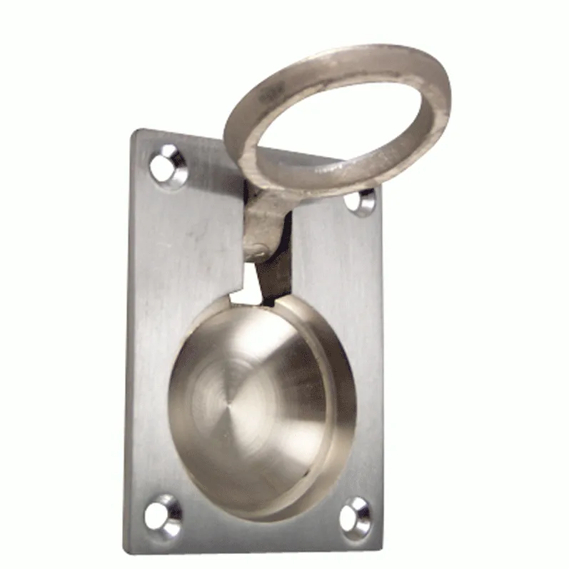 1 3/4 Inch Solid Brass Traditional Flush Ring Pull (Brushed Nickel)