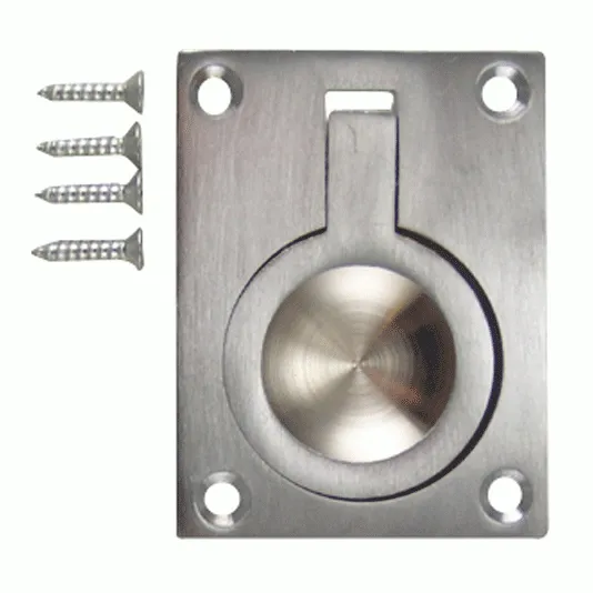 1 3/4 Inch Solid Brass Traditional Flush Ring Pull (Brushed Nickel)