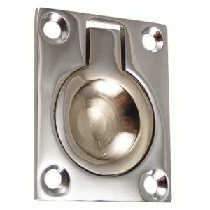 1 3/4 Inch Solid Brass Traditional Flush Ring Pull (Polished Chrome Finish)