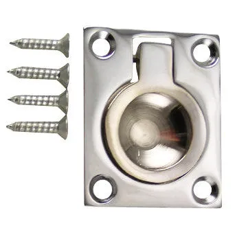 1 3/4 Inch Solid Brass Traditional Flush Ring Pull (Polished Chrome Finish)