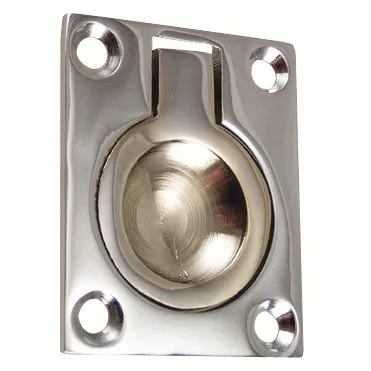 1 3/4 Inch Solid Brass Traditional Flush Ring Pull (Polished Chrome Finish)