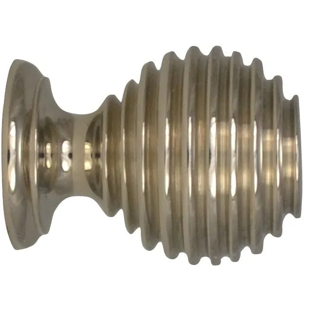 1 3/8 Inch Solid Brass Art Deco Round Knob (Polished Nickel Finish)