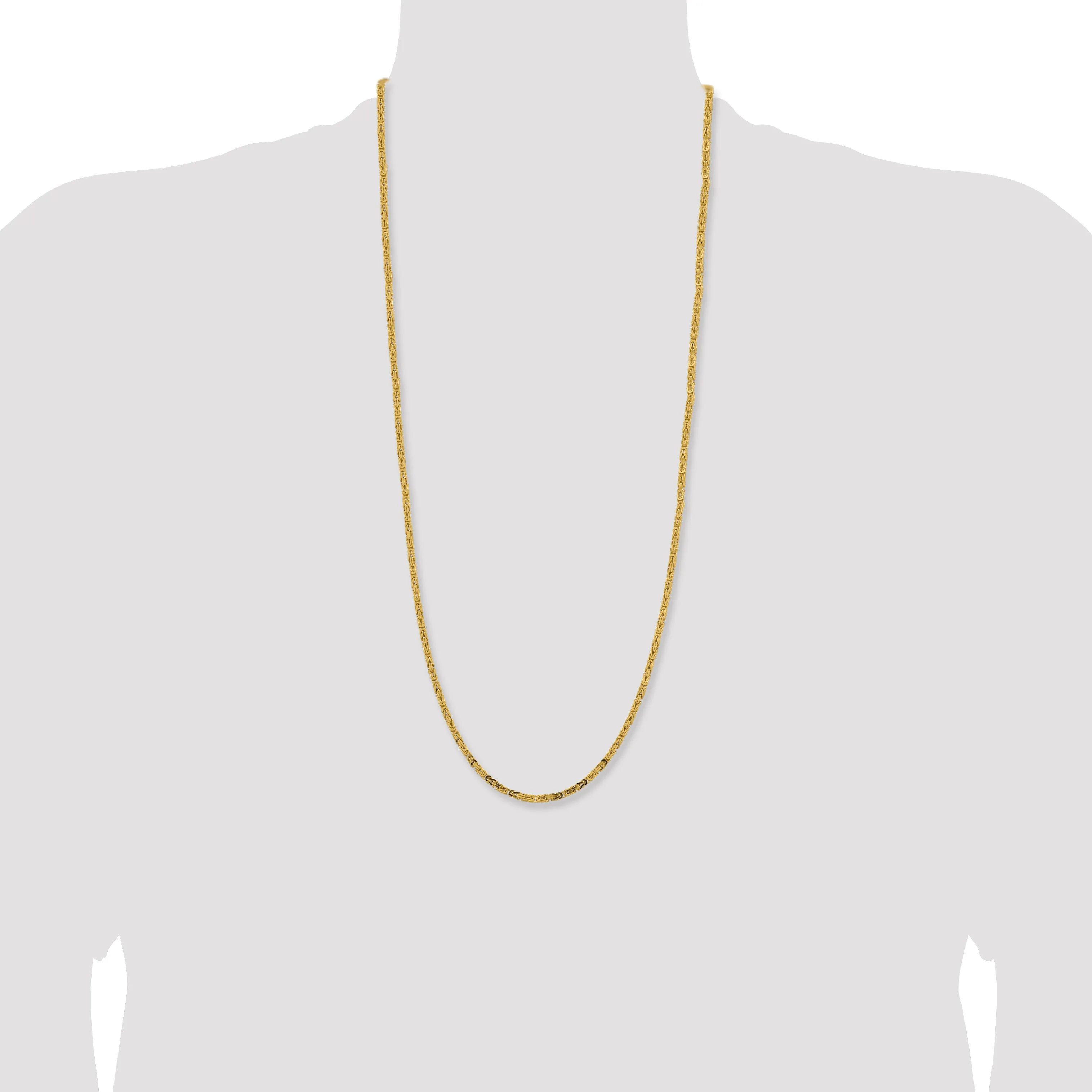 14K 16 inch 2.5mm Byzantine with Lobster Clasp Chain
