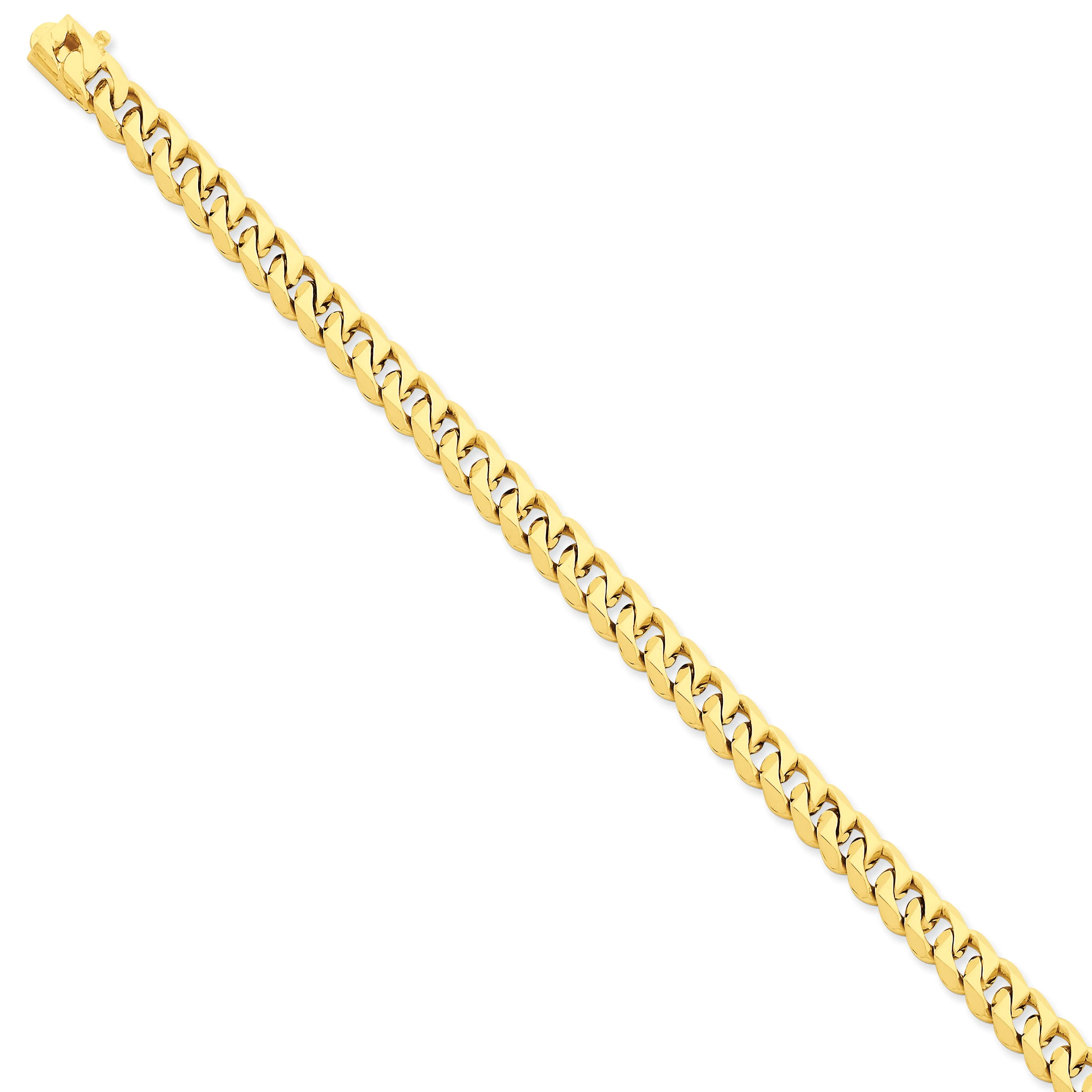 14K 8.5 inch 7mm Hand Polished Fancy Traditional Link with Box Catch Clasp Bracelet