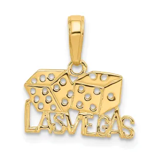 14K Gold Las Vegas Dice Pendant with Polished Finish, Solid Design