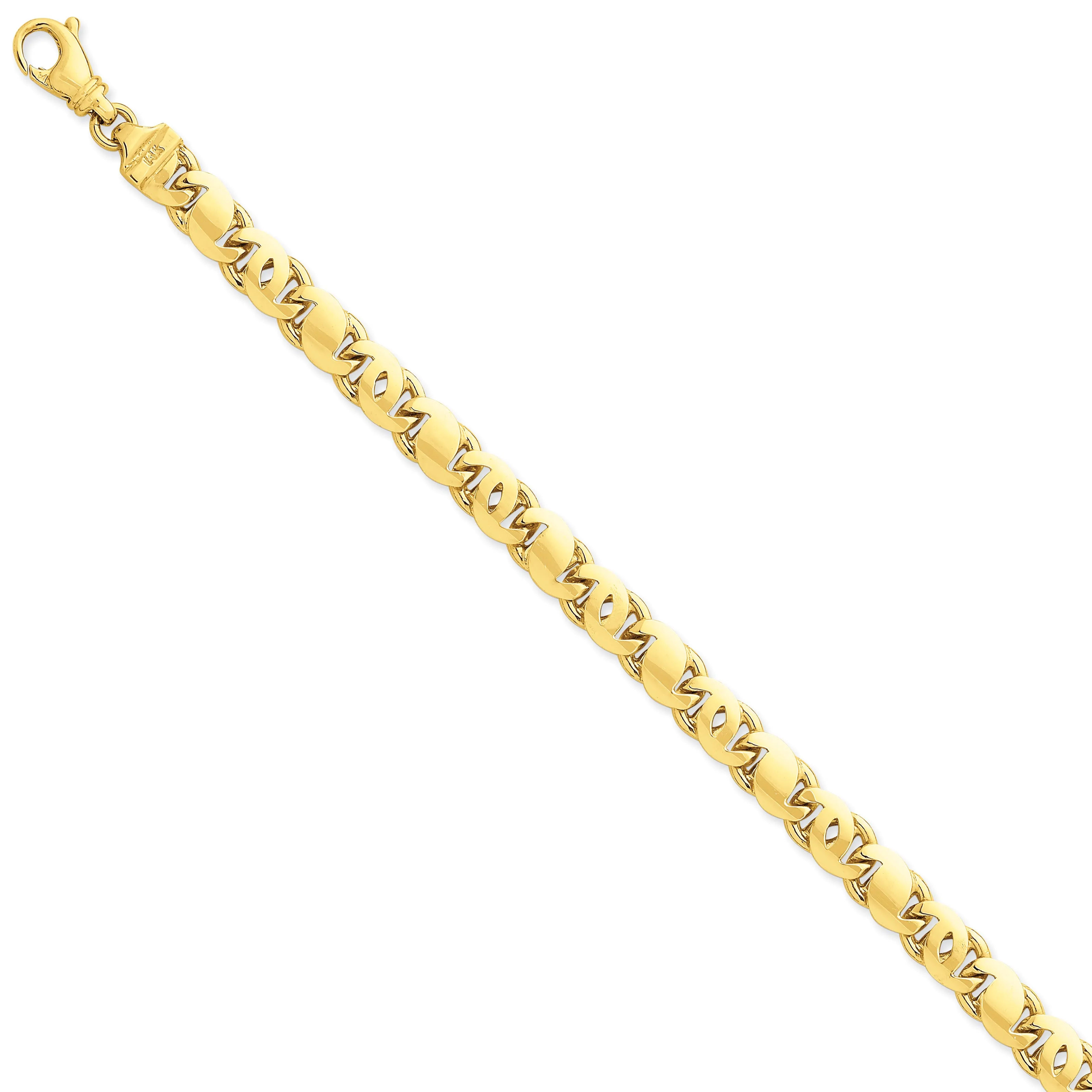 14K Gold Polished S-Link Bracelet with Lobster Clasp 8 Inch