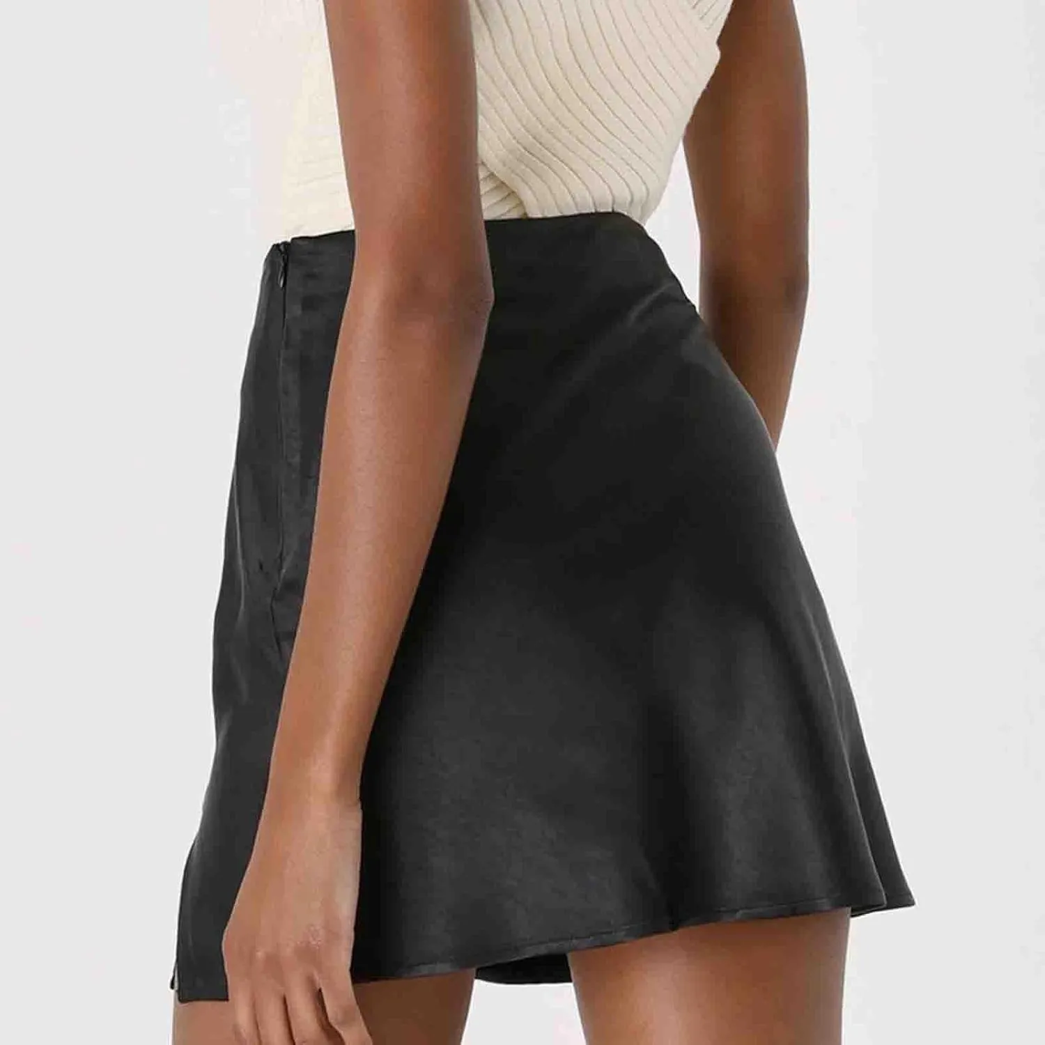 2024 Summer Mini Skirt for Women High Waisted Side Slit Casual Trendy A-Line Party Sexy Solid Color Short Skirts