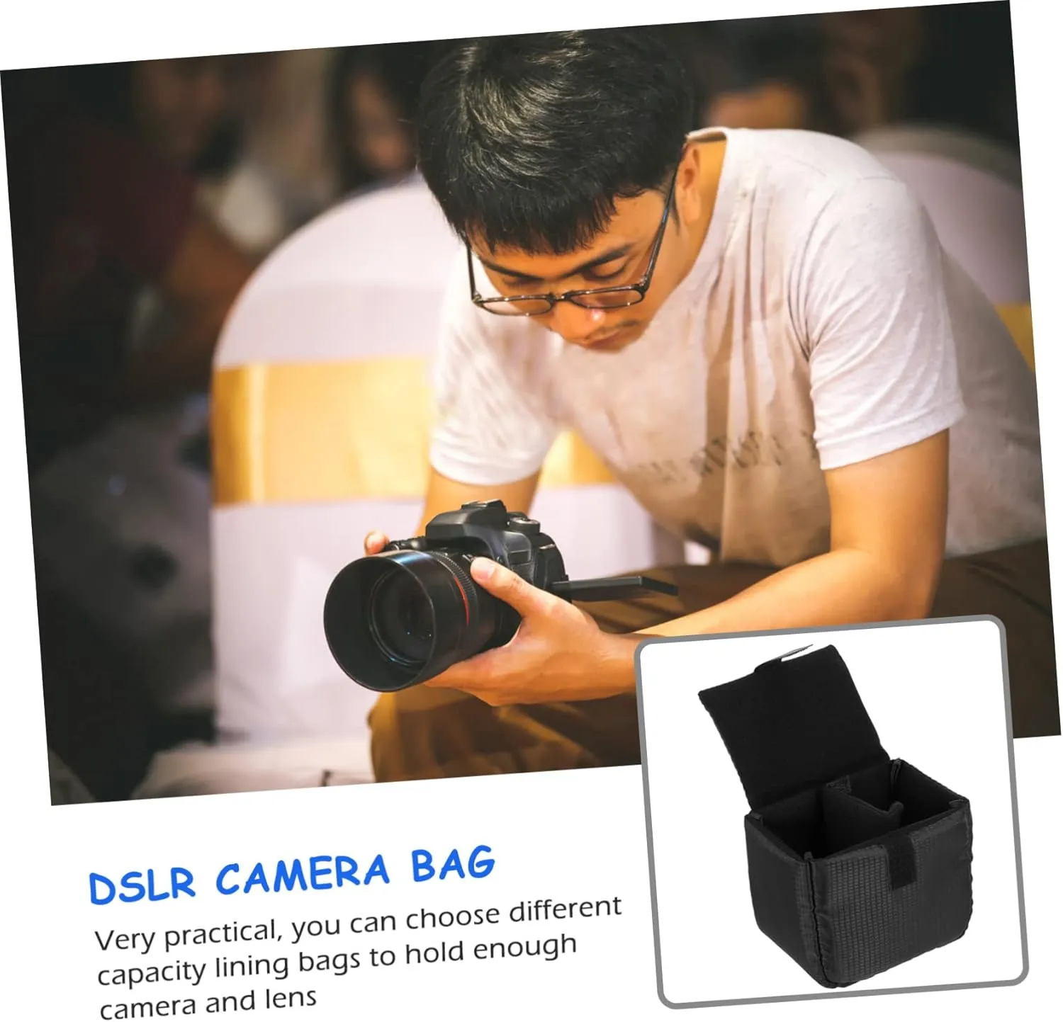 2pcs Shockproof Dslr Camera Lens Pouch Bag Polyester Camera Case for Accessories Lens Protection