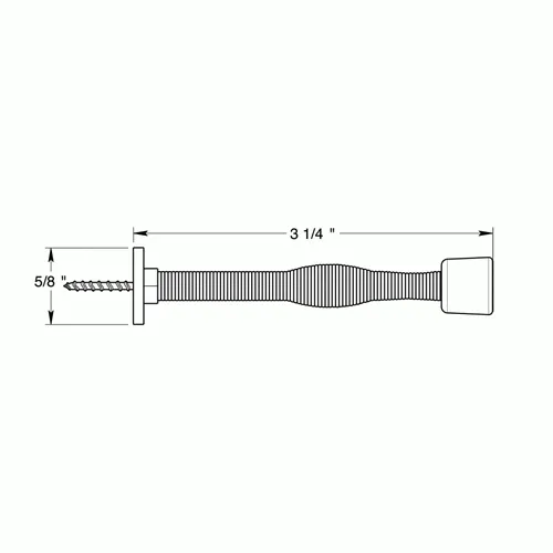 3 Inch Solid Steel Baseboard Door Bumper (Polished Chrome Finish)