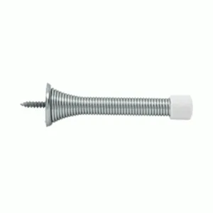 3 Inch Solid Steel Baseboard Door Bumper (Polished Chrome Finish)