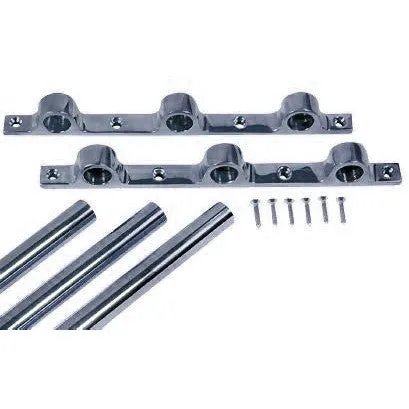 36 Inch Solid Brass Triple Push Bar (Polished Chrome Finish)