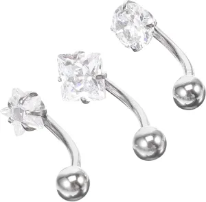 3pcs Belly Button Rings Set Cubic Zirconia Pregnancy Belly Button Jewelry Fashion Navel Piercing Decor