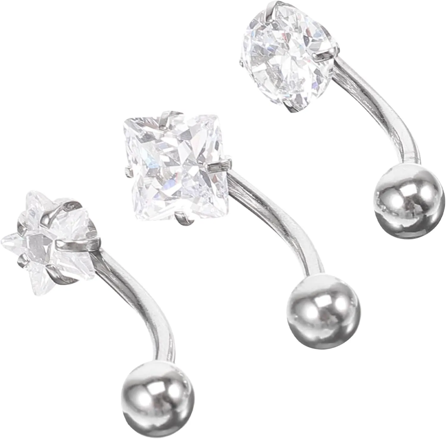 3pcs Belly Button Rings Set Cubic Zirconia Pregnancy Belly Button Jewelry Fashion Navel Piercing Decor