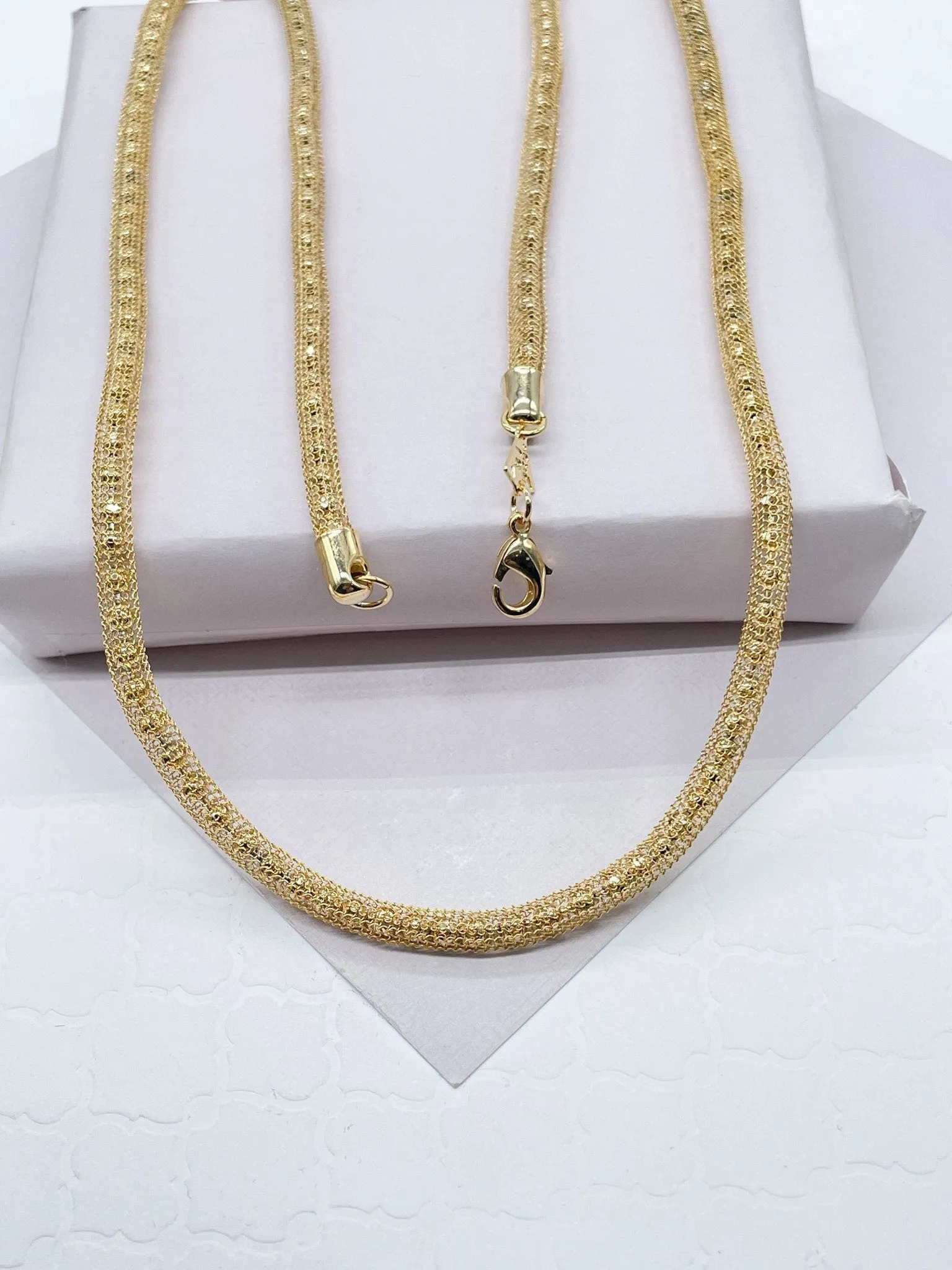 4mm 18k Gold Filled Mesh Shiny Tube Necklace   Making