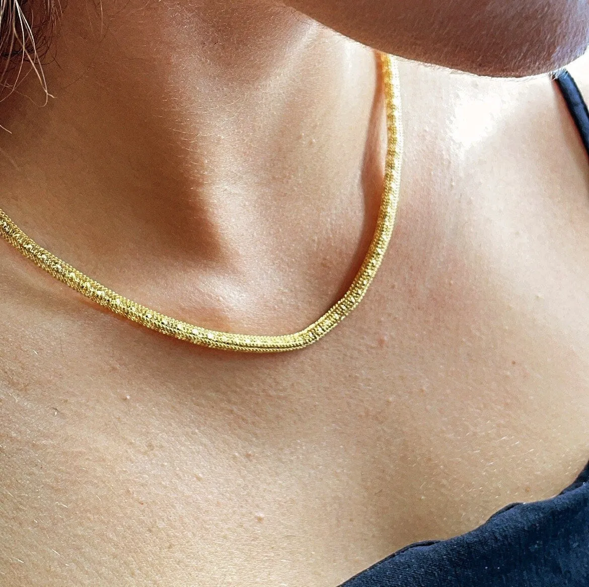 4mm 18k Gold Filled Mesh Shiny Tube Necklace   Making