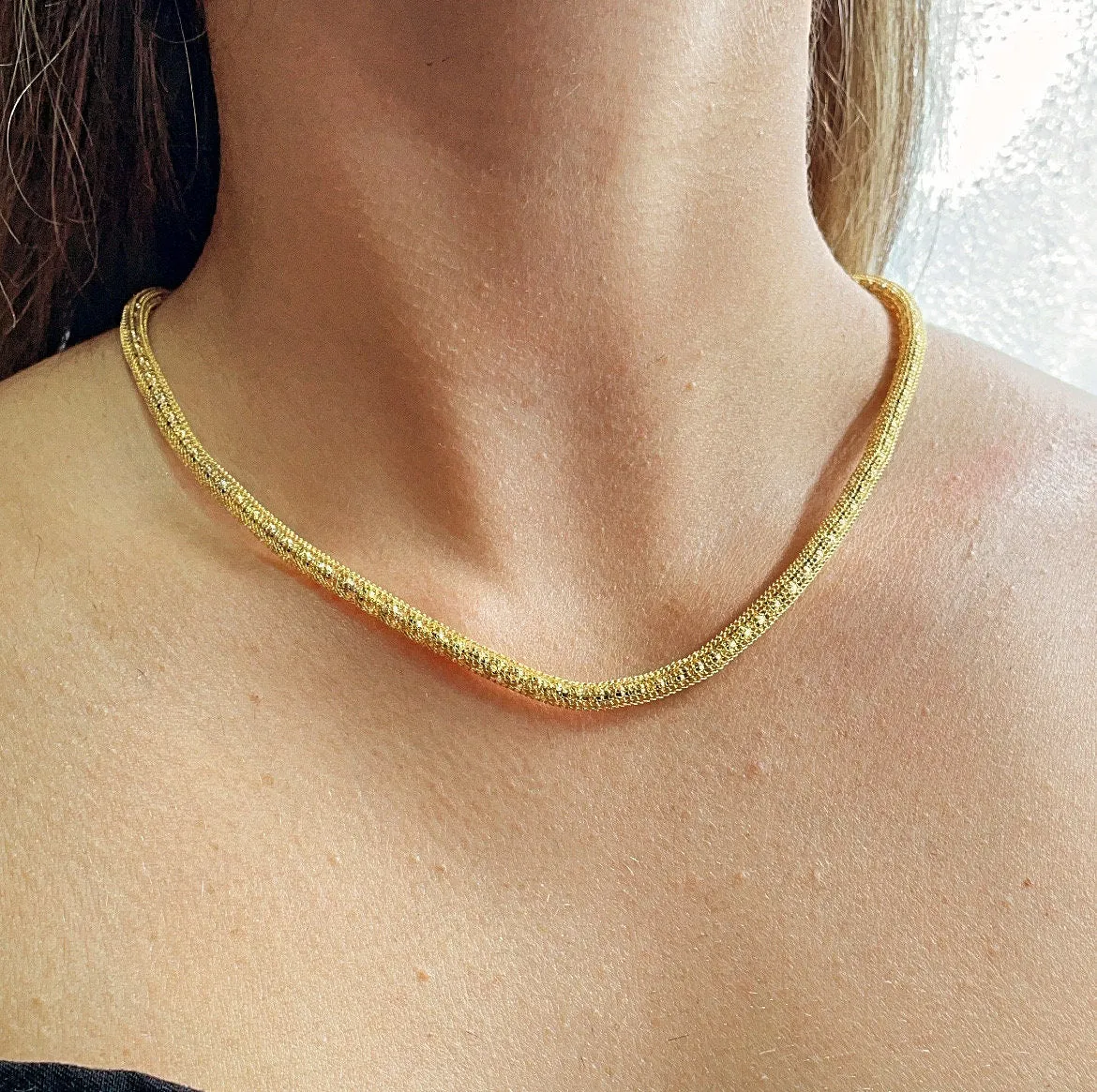 4mm 18k Gold Filled Mesh Shiny Tube Necklace   Making