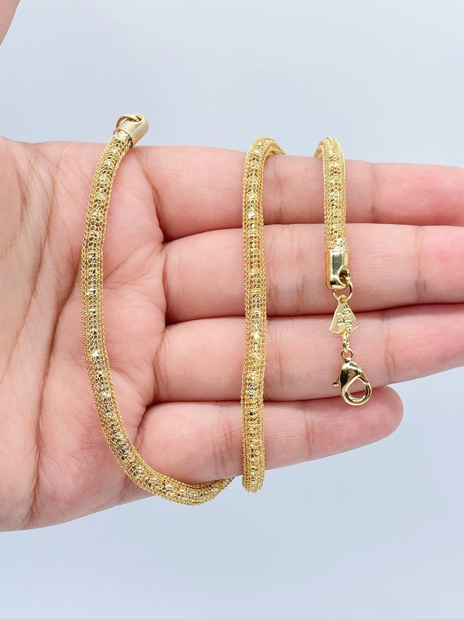 4mm 18k Gold Filled Mesh Shiny Tube Necklace   Making
