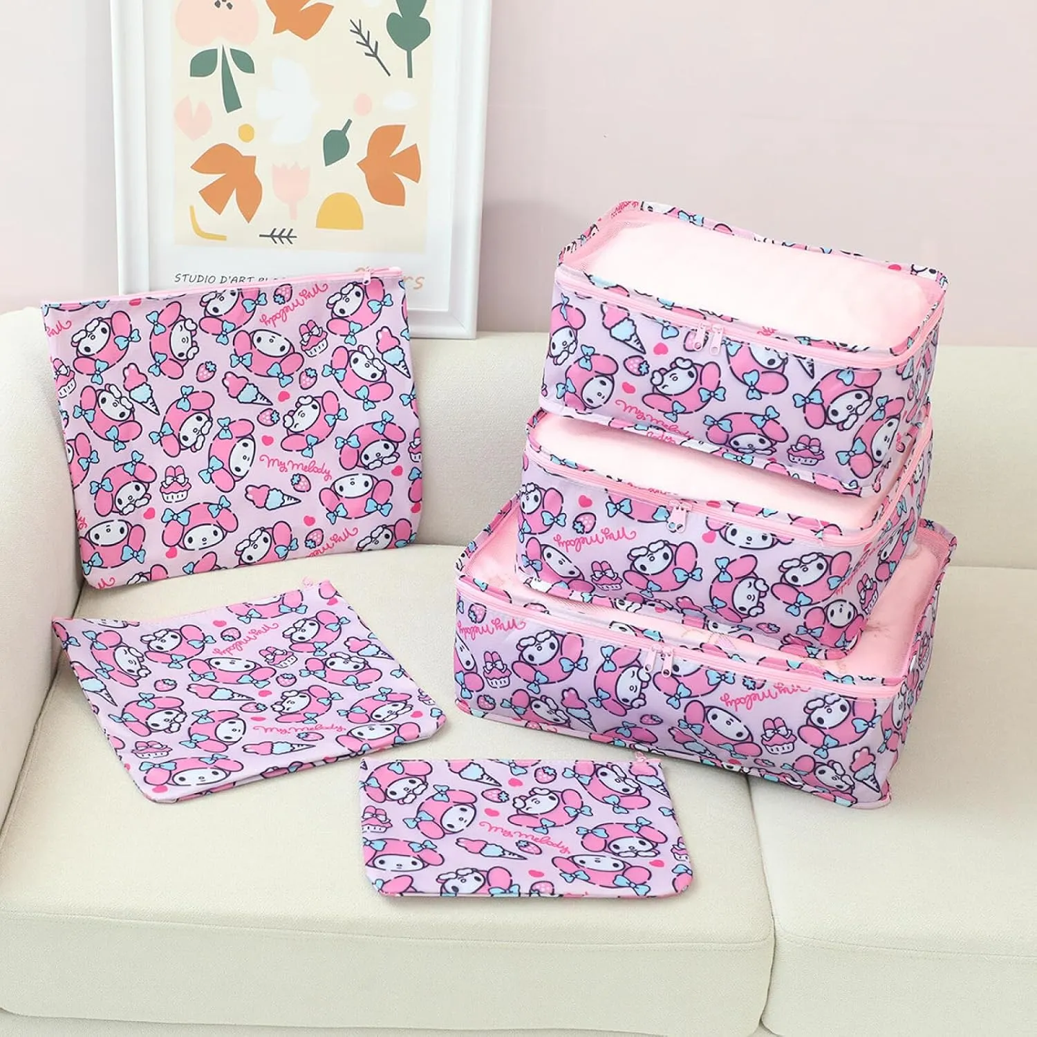 6Piece Travel Storage Bags Luggage Suitcases Packing Cubes Toiletry Shoe Pouches Accessories Sorting Organizers