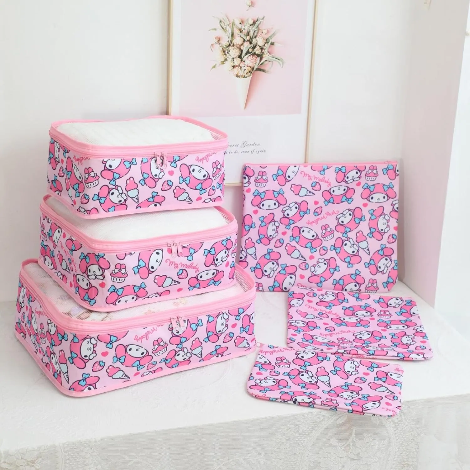 6Piece Travel Storage Bags Luggage Suitcases Packing Cubes Toiletry Shoe Pouches Accessories Sorting Organizers