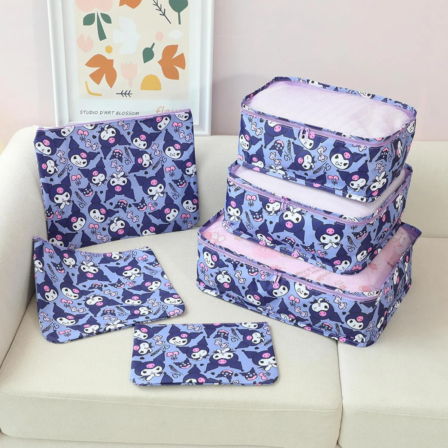 6Piece Travel Storage Bags Luggage Suitcases Packing Cubes Toiletry Shoe Pouches Accessories Sorting Organizers