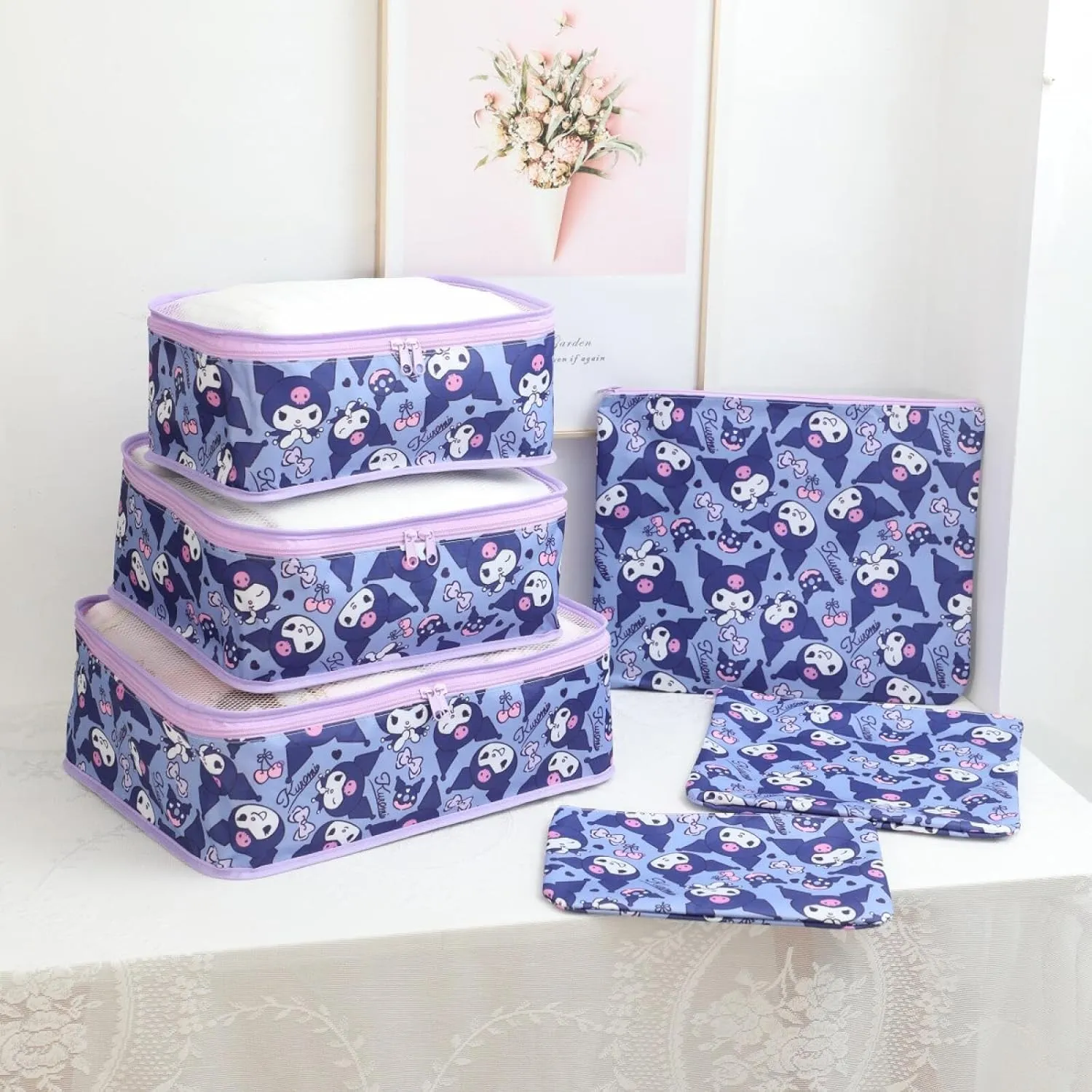 6Piece Travel Storage Bags Luggage Suitcases Packing Cubes Toiletry Shoe Pouches Accessories Sorting Organizers