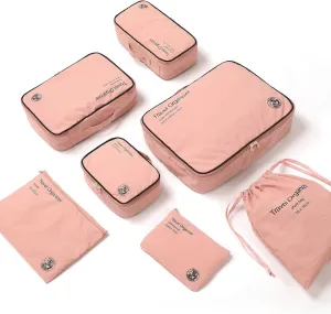 7Pcs Packing Cubes for Travel Lightweight Luggage Organizer Bag Cubes, Durable Travel Bags Foldable Suitcase Bags Set for Travel Accessories and Essentials -Pink