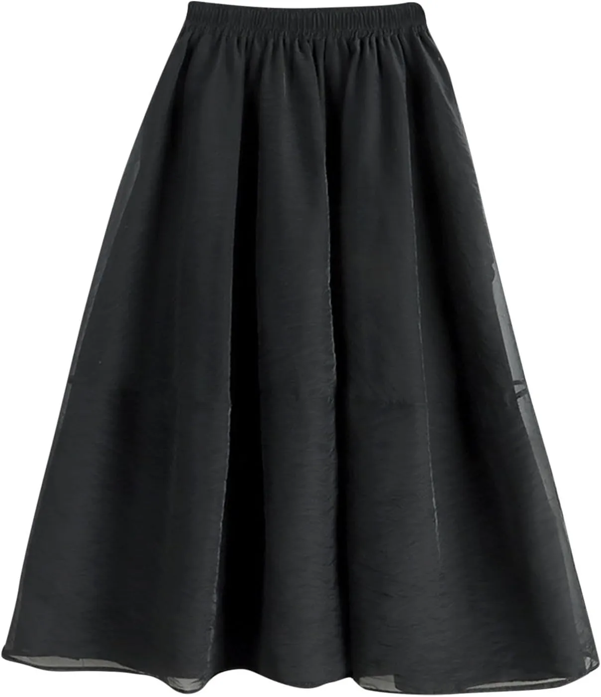 A Line Skirt Women Pleated Layered Skirts Casual Tulle Skirt Flowy Long Skirts High Waist Midi Skirt with Pockets