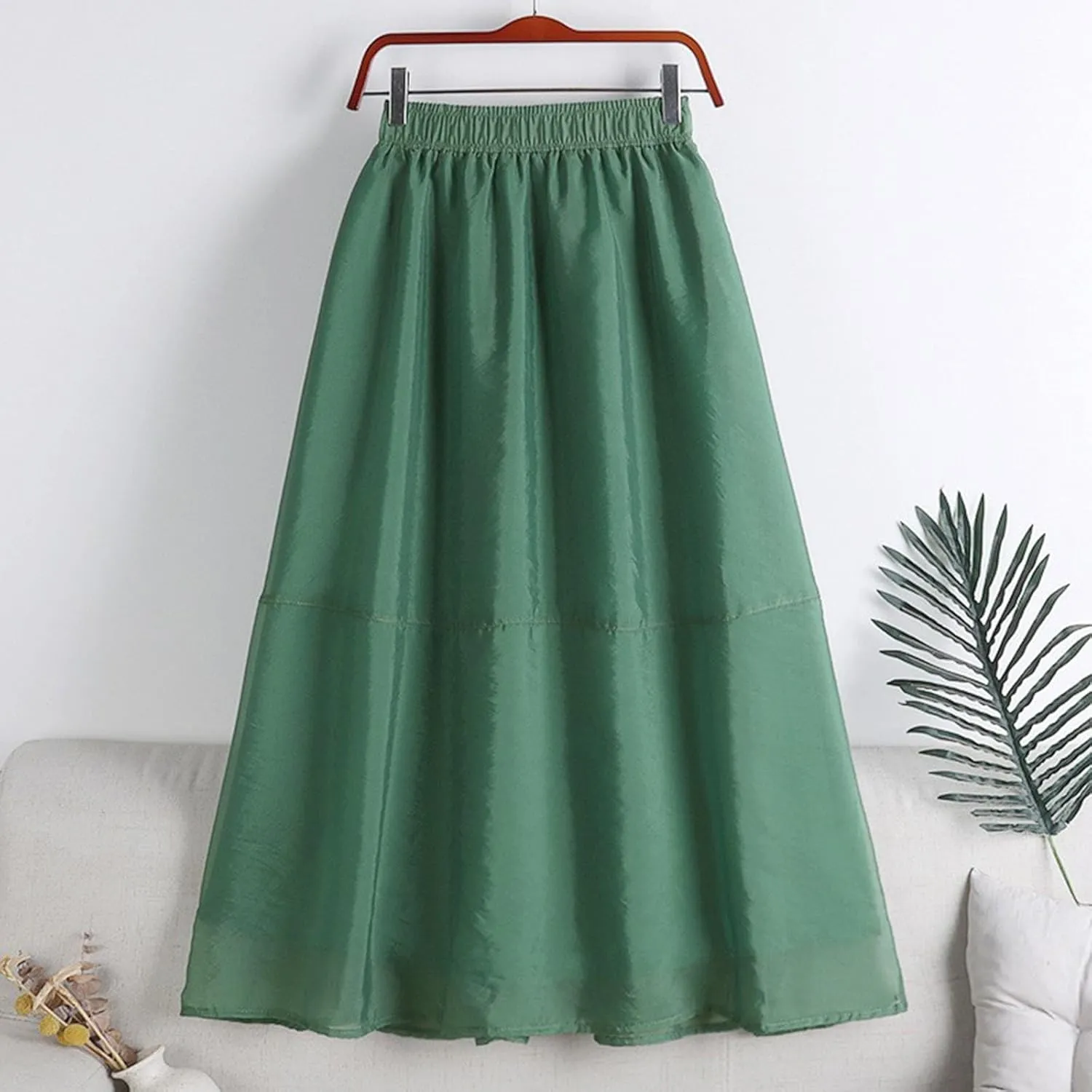 A Line Skirt Women Pleated Layered Skirts Casual Tulle Skirt Flowy Long Skirts High Waist Midi Skirt with Pockets