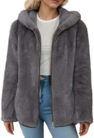 Akivide Women Winter Warm Fuzzy Fleece Sherpa Jacket Coat Oversized Fluffy Zip Up Hooded Sweatshirt Hoodie with Pockets
