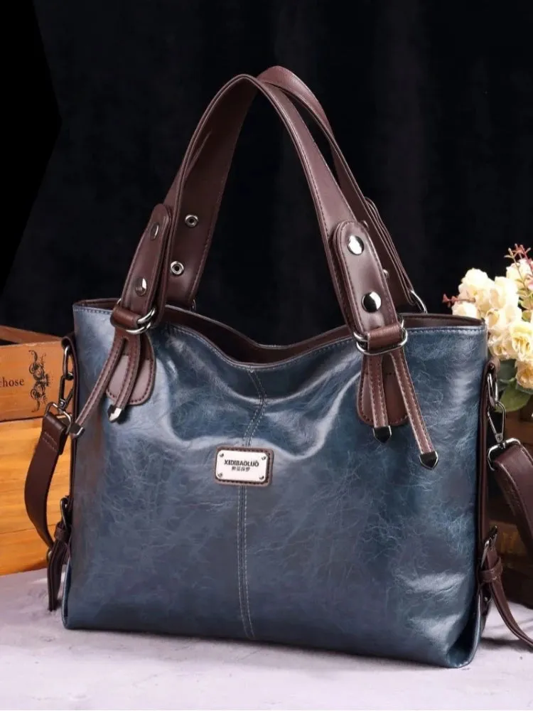 ALBA-25 Tote Bag Retro Casual Girls Single Shoulder Crossbody Soft Fabric European Style PU Mater