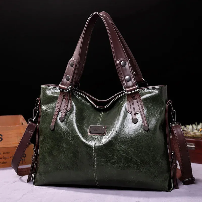 ALBA-25 Tote Bag Retro Casual Girls Single Shoulder Crossbody Soft Fabric European Style PU Mater