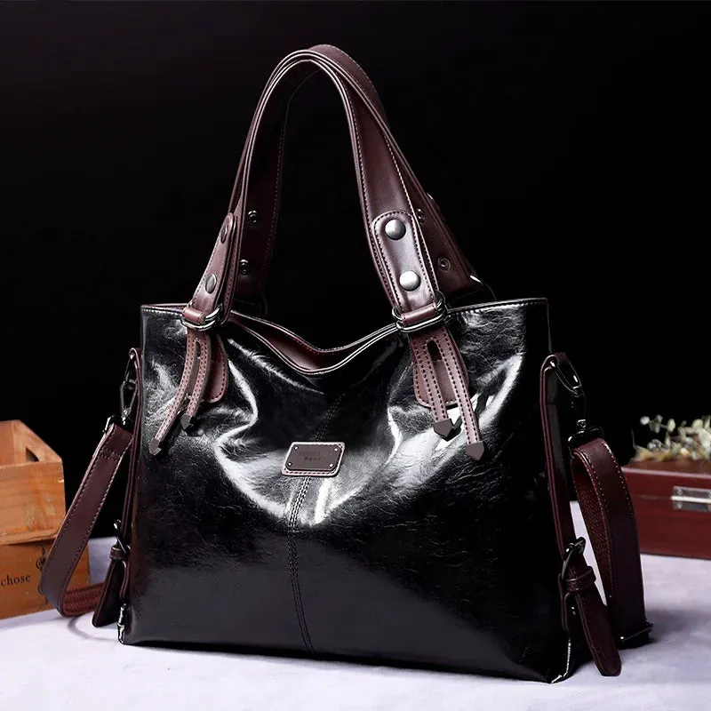 ALBA-25 Tote Bag Retro Casual Girls Single Shoulder Crossbody Soft Fabric European Style PU Mater