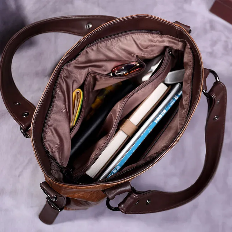 ALBA-25 Tote Bag Retro Casual Girls Single Shoulder Crossbody Soft Fabric European Style PU Mater
