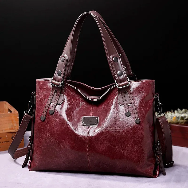 ALBA-25 Tote Bag Retro Casual Girls Single Shoulder Crossbody Soft Fabric European Style PU Mater