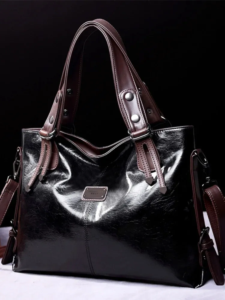 ALBA-25 Tote Bag Retro Casual Girls Single Shoulder Crossbody Soft Fabric European Style PU Mater