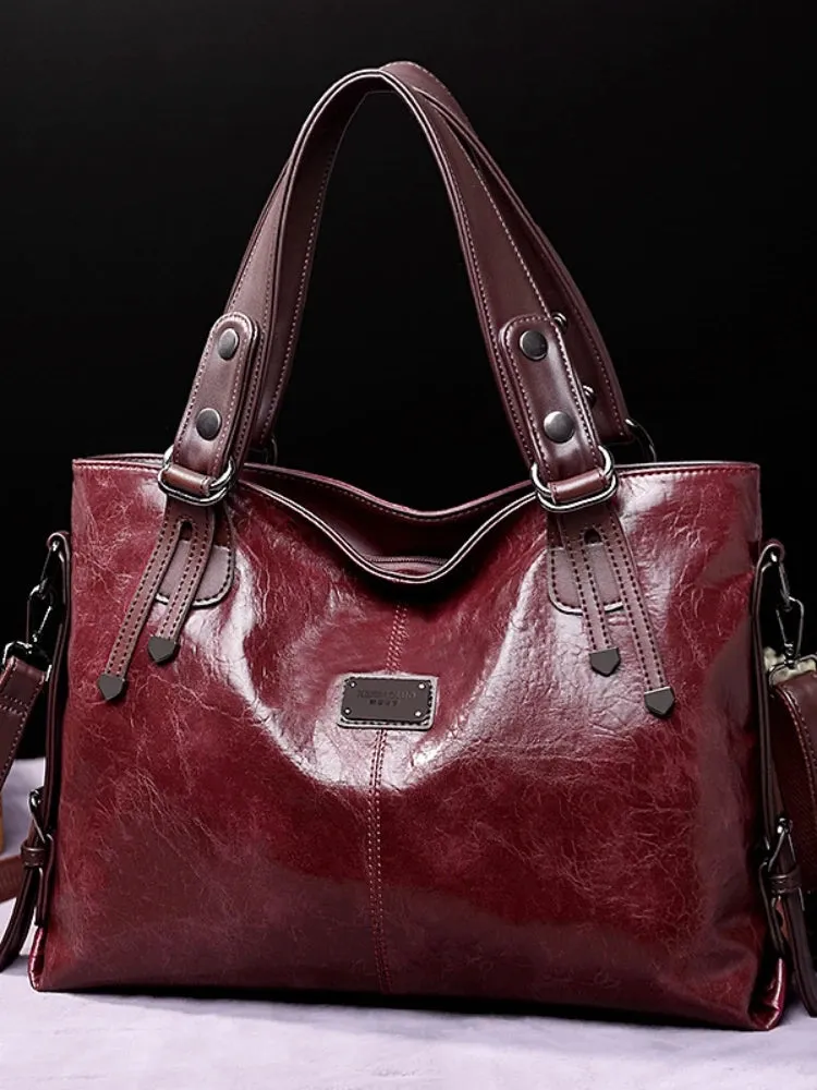 ALBA-25 Tote Bag Retro Casual Girls Single Shoulder Crossbody Soft Fabric European Style PU Mater