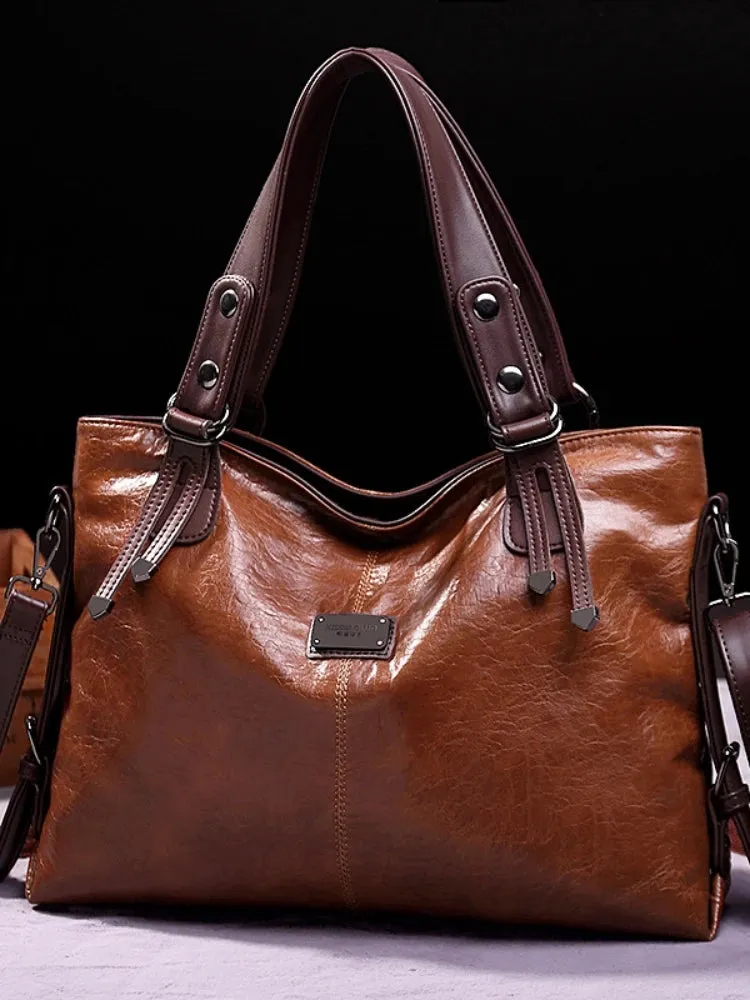 ALBA-25 Tote Bag Retro Casual Girls Single Shoulder Crossbody Soft Fabric European Style PU Mater