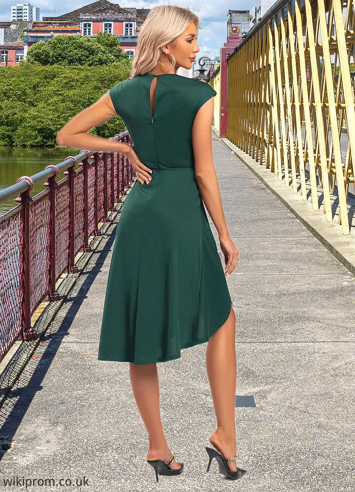 Aliana Chain Strap Scoop Elegant Sheath/Column Cotton Blends Asymmetrical Midi Dresses SWKP0022382