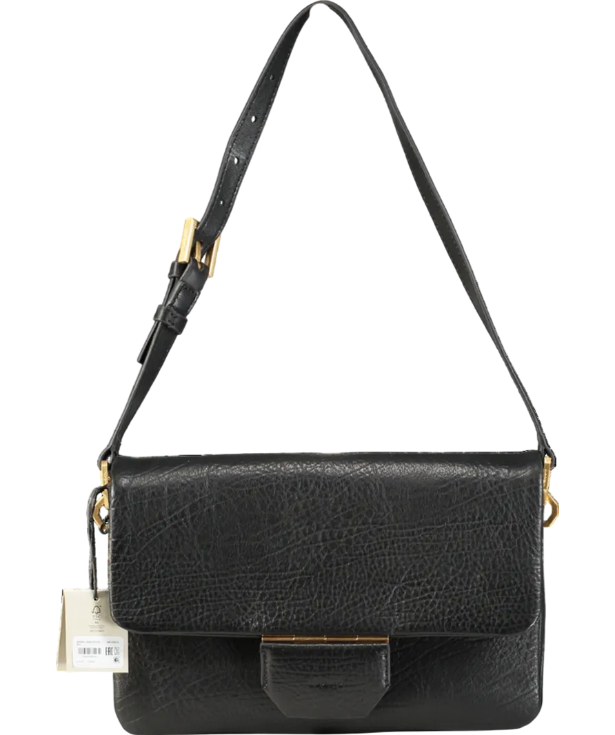 AllSaints Black Ondine Grain Leather Shoulder Bag