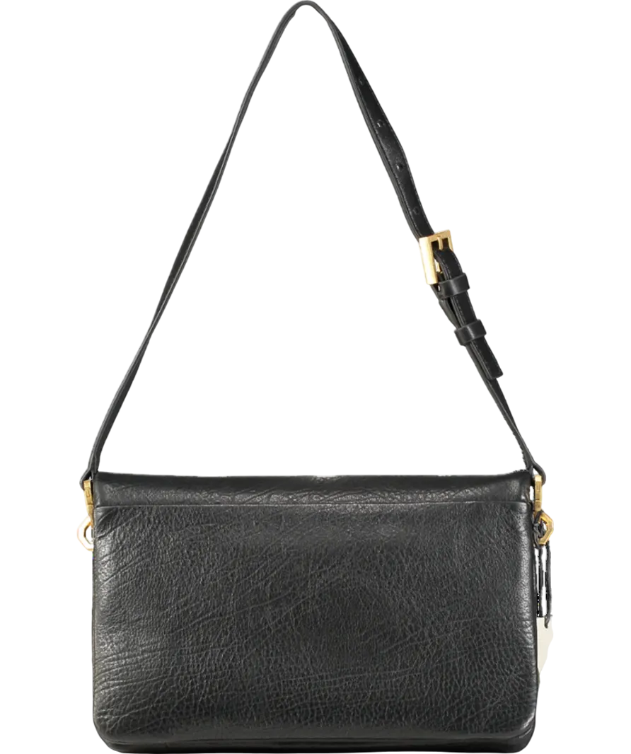 AllSaints Black Ondine Grain Leather Shoulder Bag