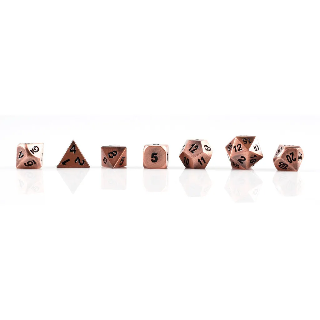 Antique Copper Set of 7 Metal Dice
