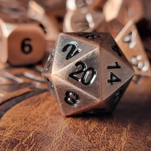 Antique Copper Set of 7 Metal Dice