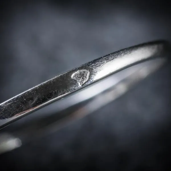 Antique French Diamond Solitaire Ring 18Ct White Gold Circa 1915