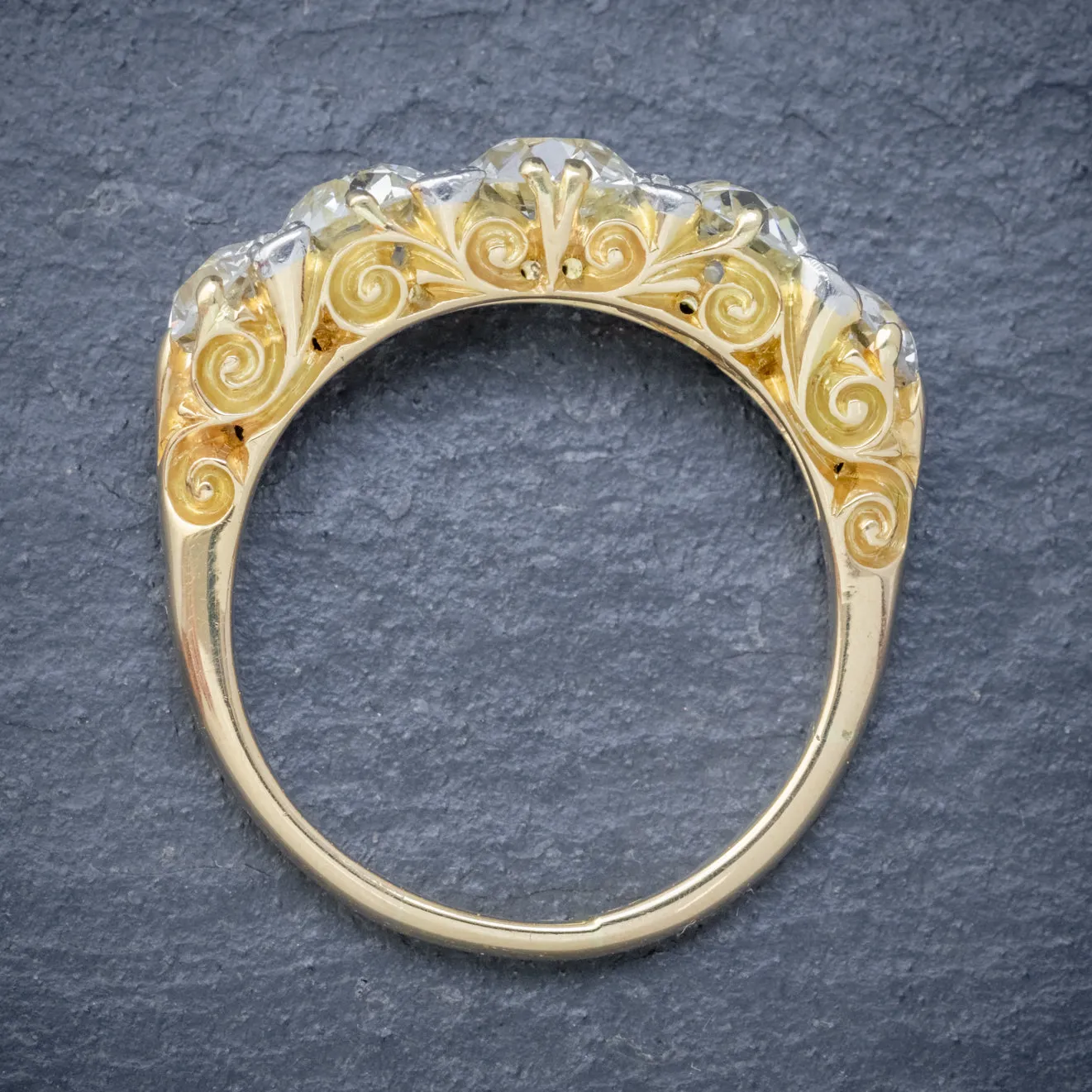 Antique Victorian Diamond Five Stone Ring 18Ct Gold 3.09Ct Diamonds Circa 1900 Cert