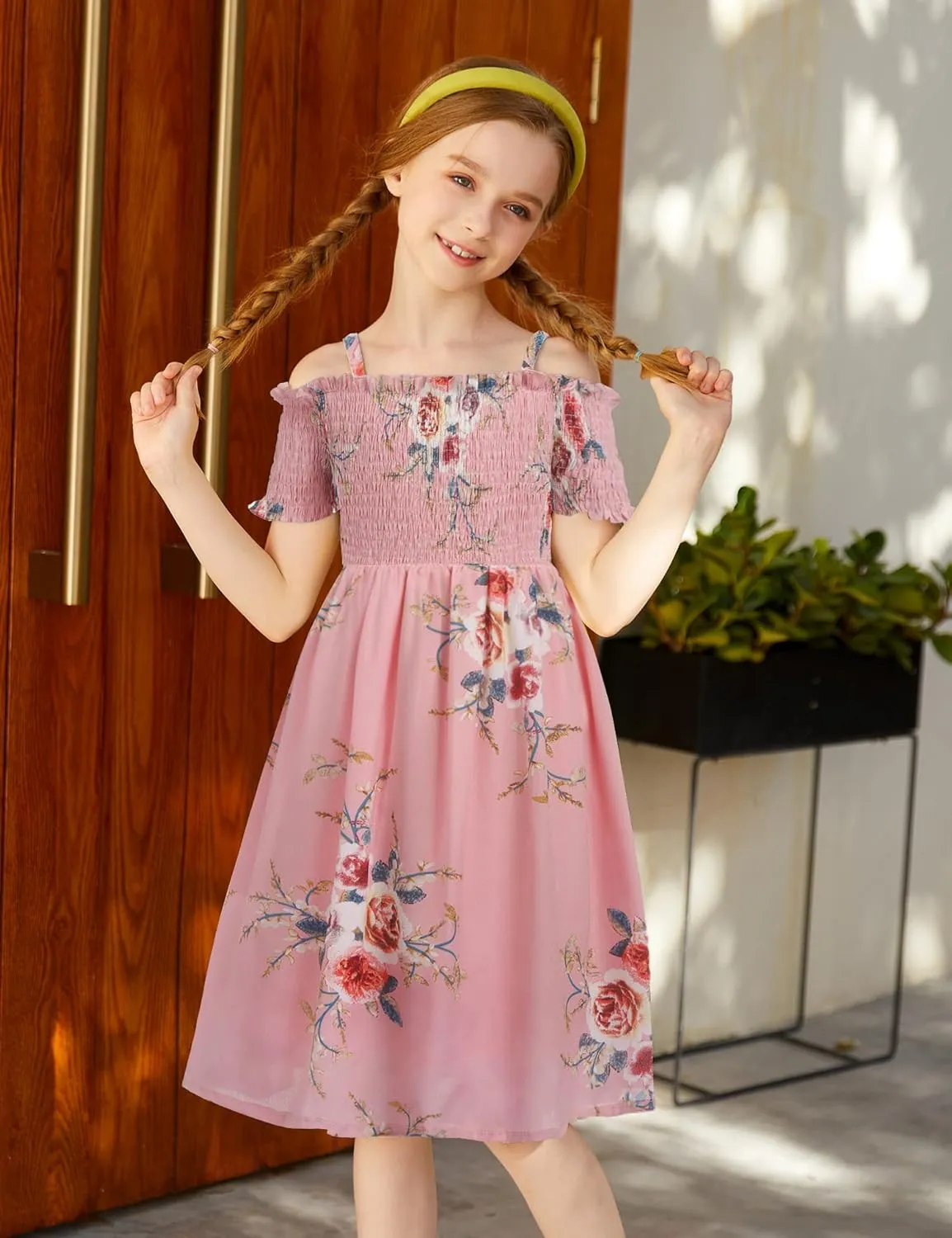 Arshiner Girls Casual Summer Floral Sleeveless Sundress Holiday Cami Dress