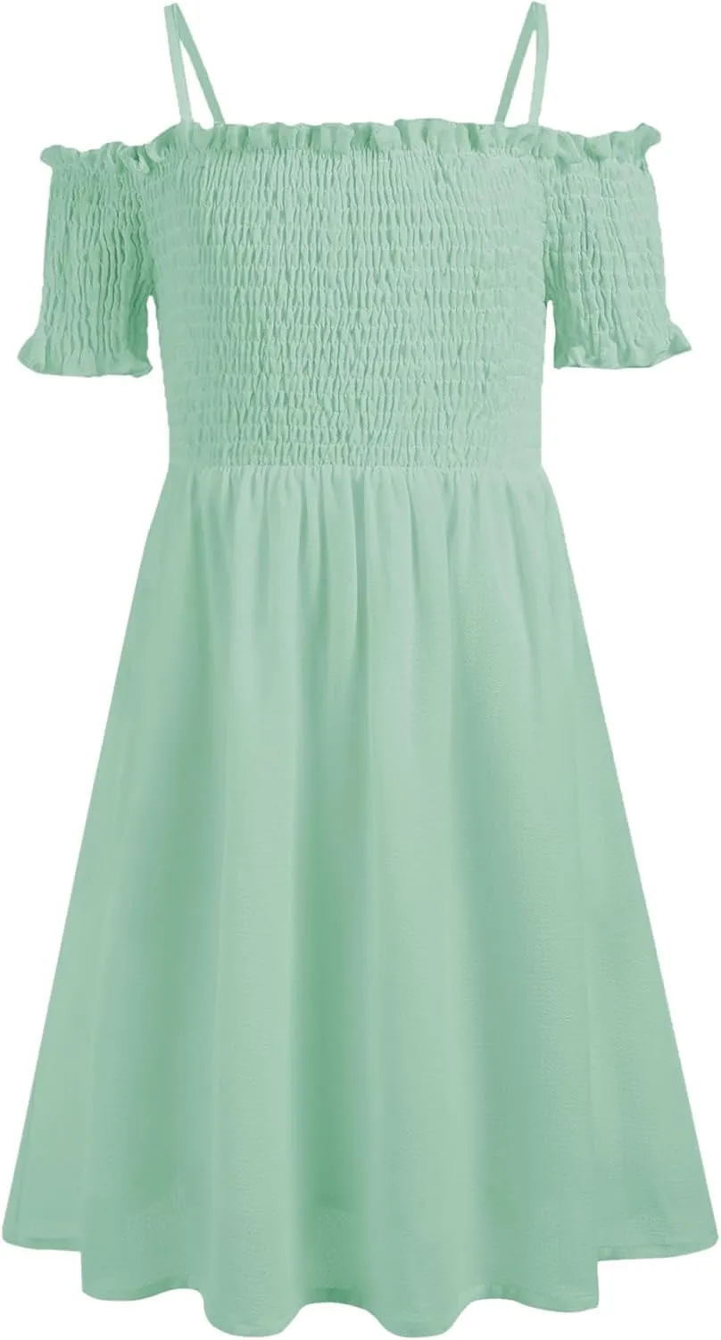 Arshiner Girls Casual Summer Floral Sleeveless Sundress Holiday Cami Dress