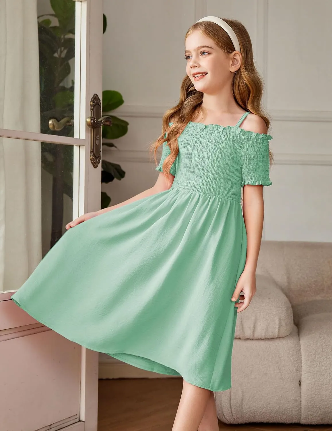 Arshiner Girls Casual Summer Floral Sleeveless Sundress Holiday Cami Dress