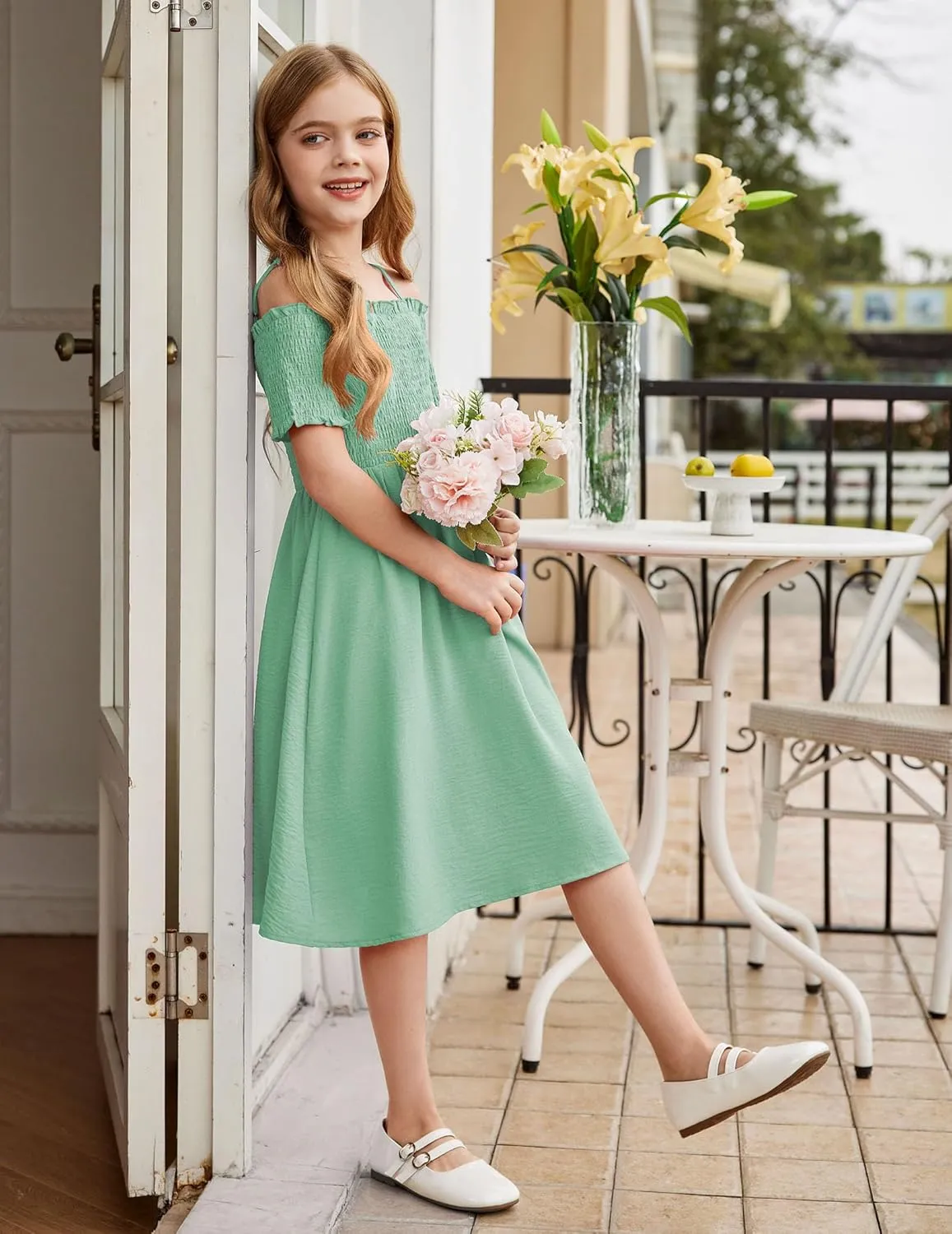 Arshiner Girls Casual Summer Floral Sleeveless Sundress Holiday Cami Dress