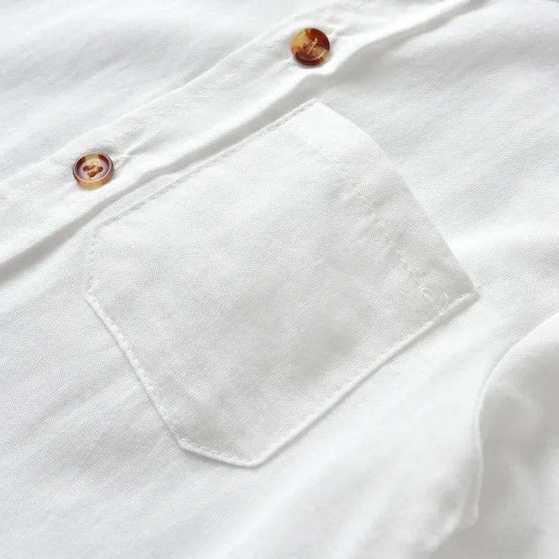 Astor Cotton White Long-Sleeved Shirt